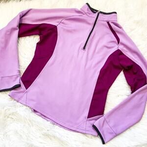 Nike Size Medium M Workout Running Purple Gym Exercise Long Sleeve Top Zipper